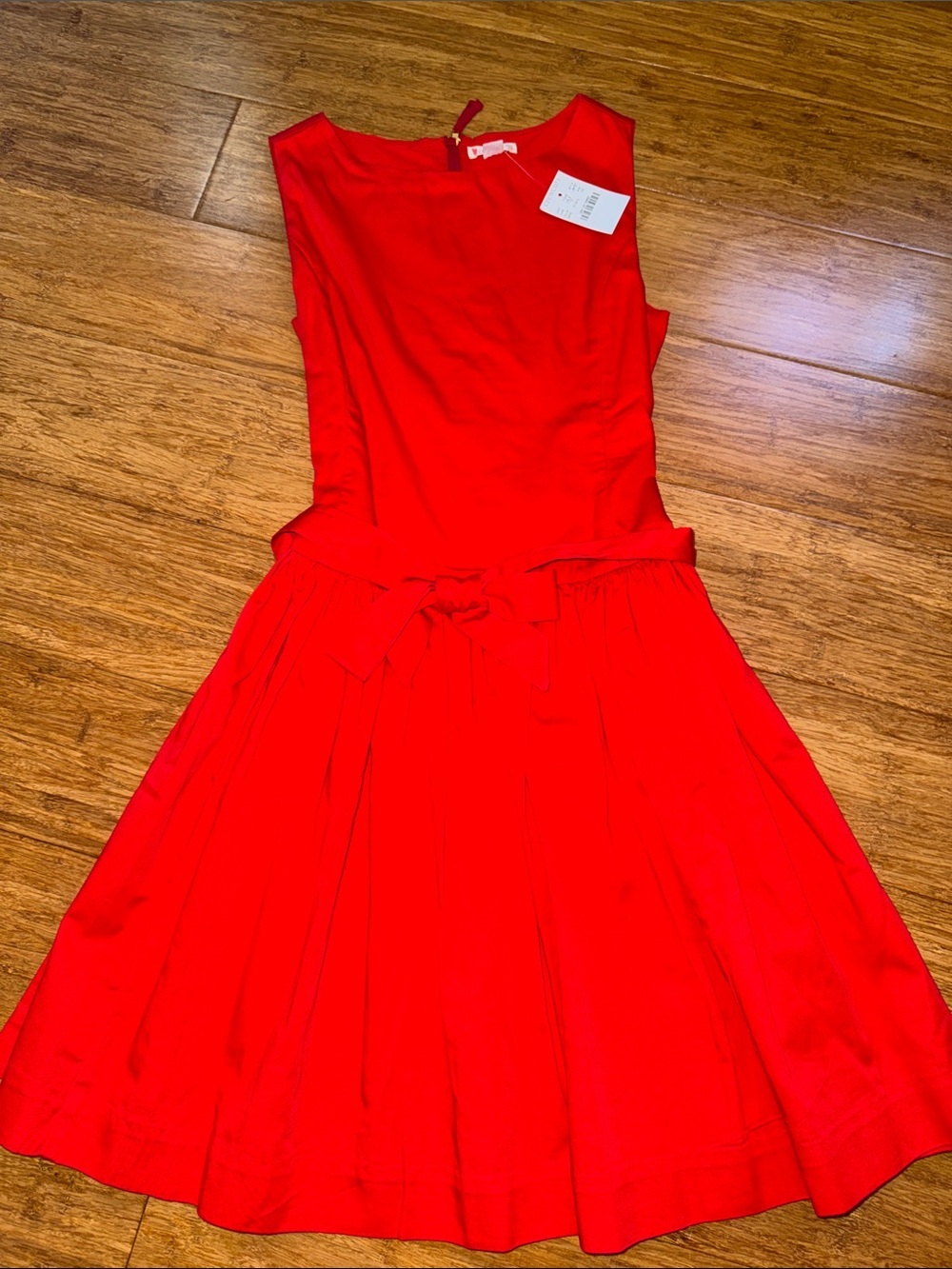 Crewcuts girls red drop waist dress with bow detail size 12 NWT